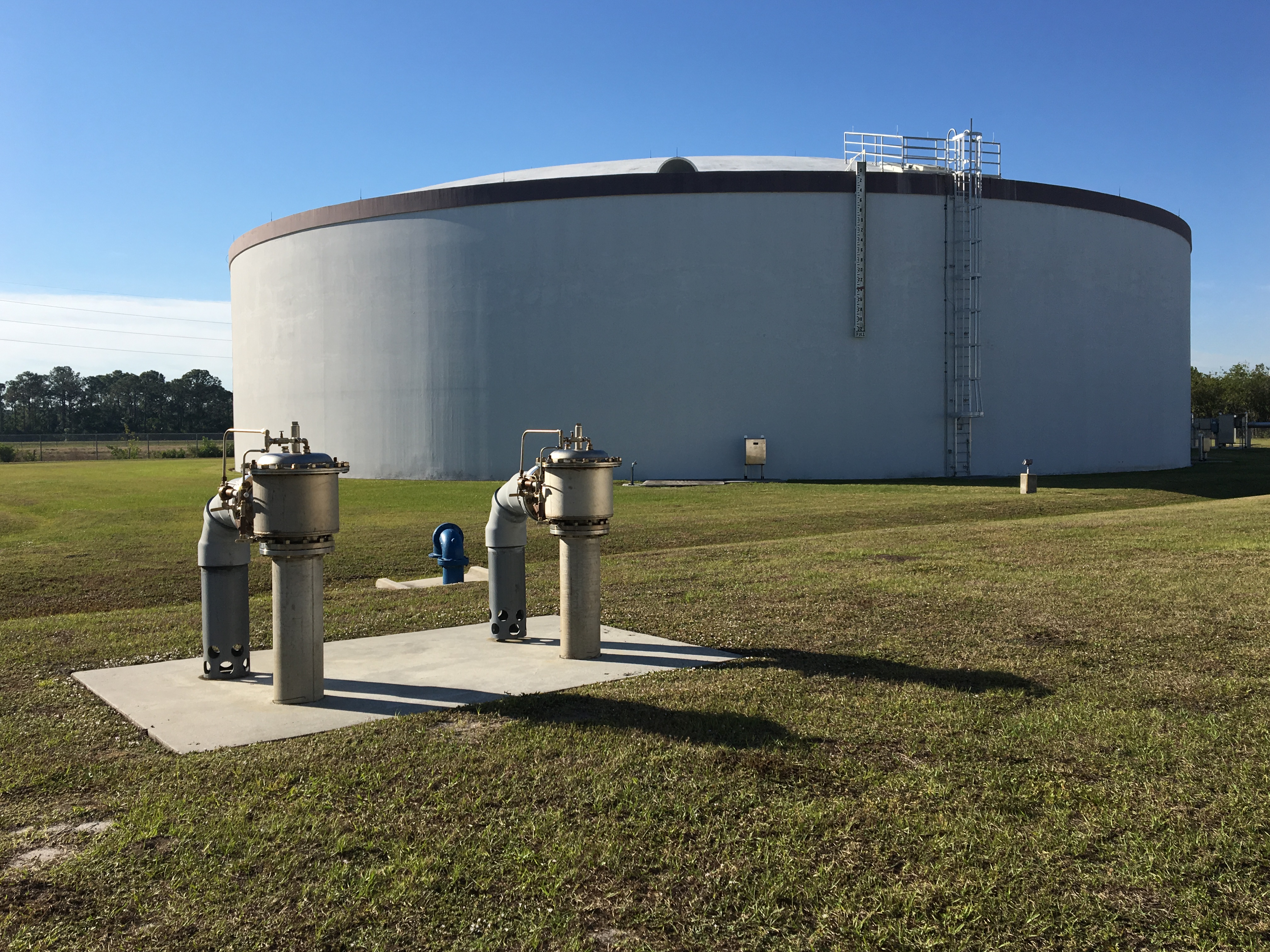 Exterior of 4-million gallon water storage tank at James E. Anderson Water Treatment Facility