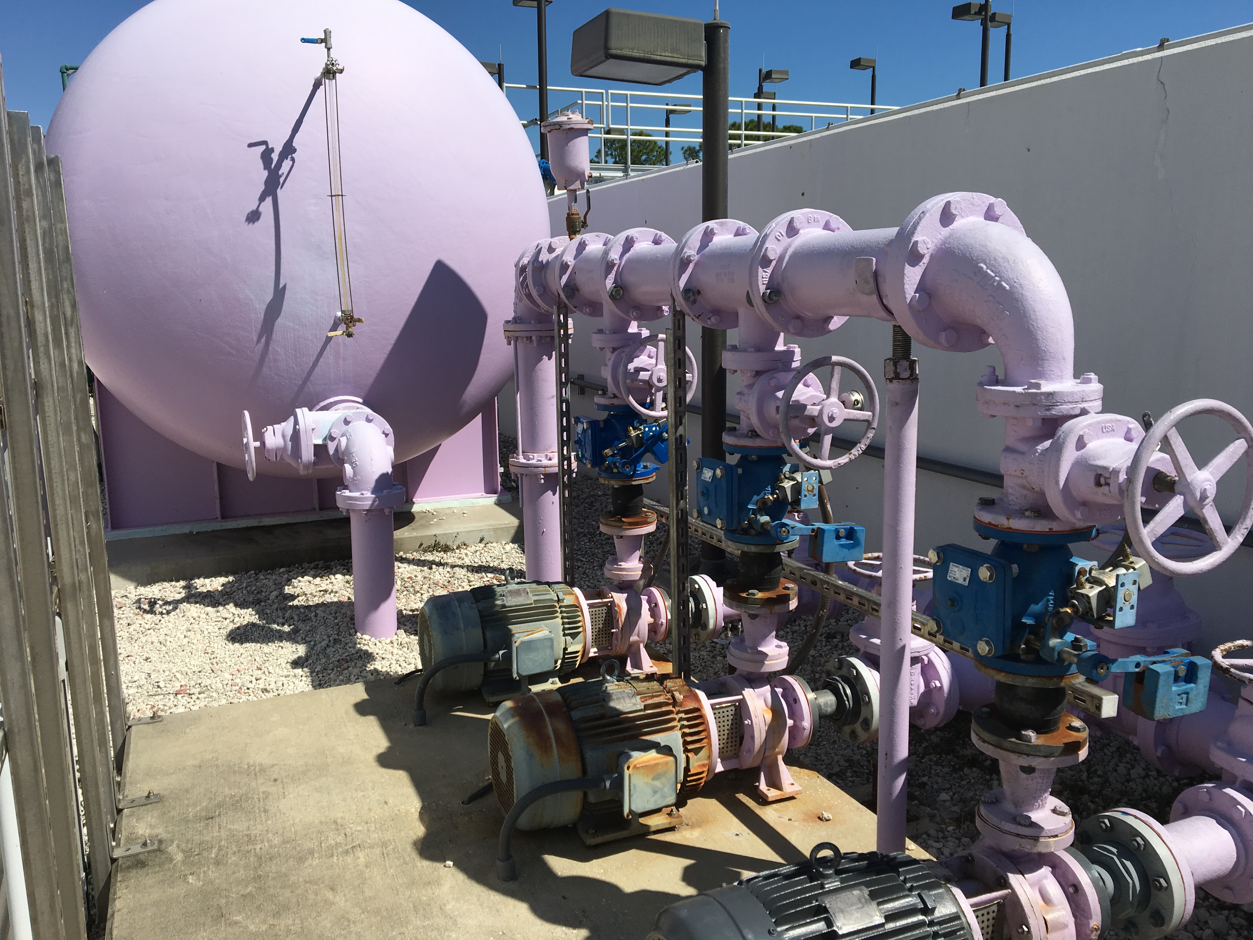 Purple pipes indicate reuse water