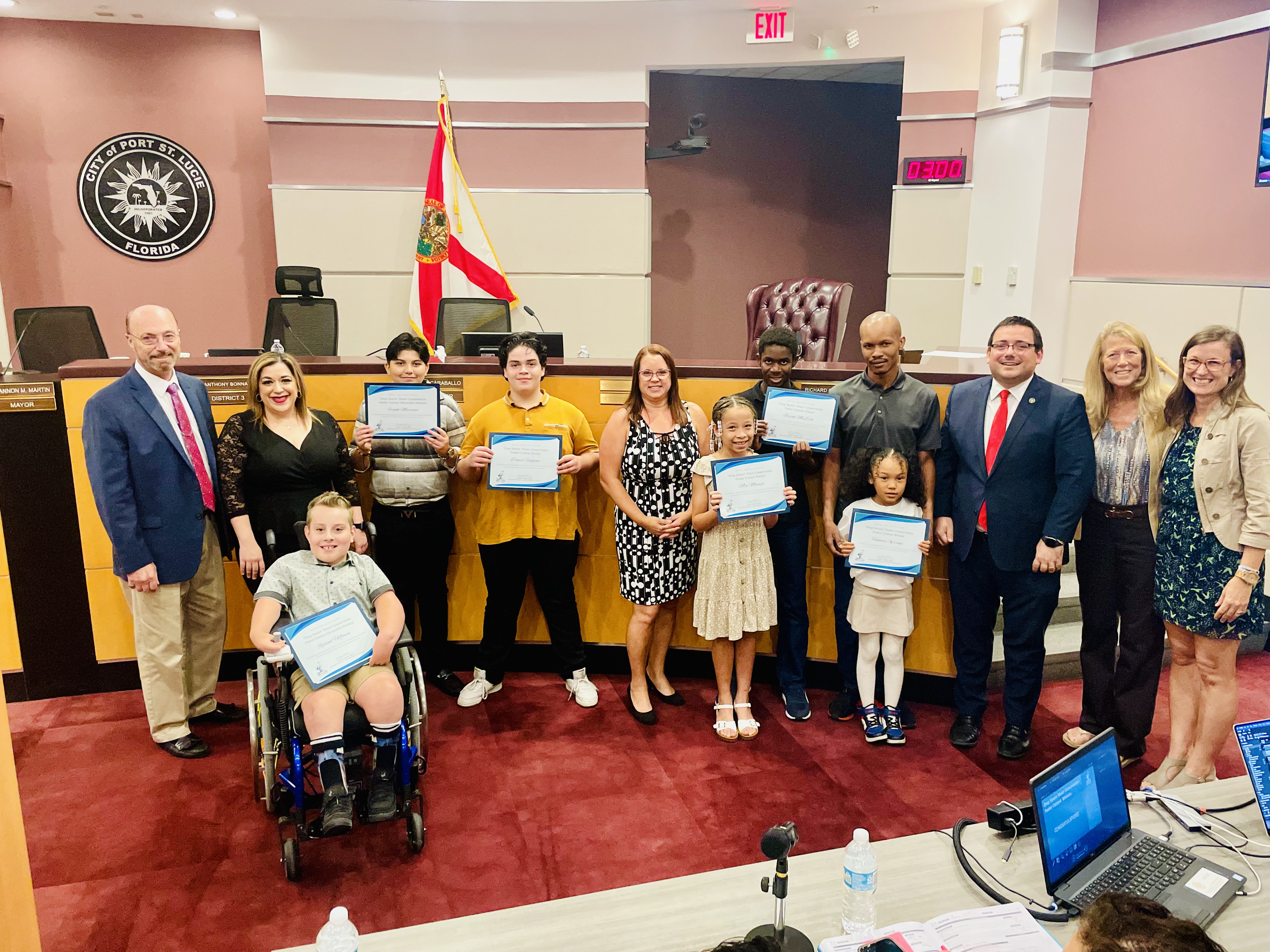 Poster winners with City Council
